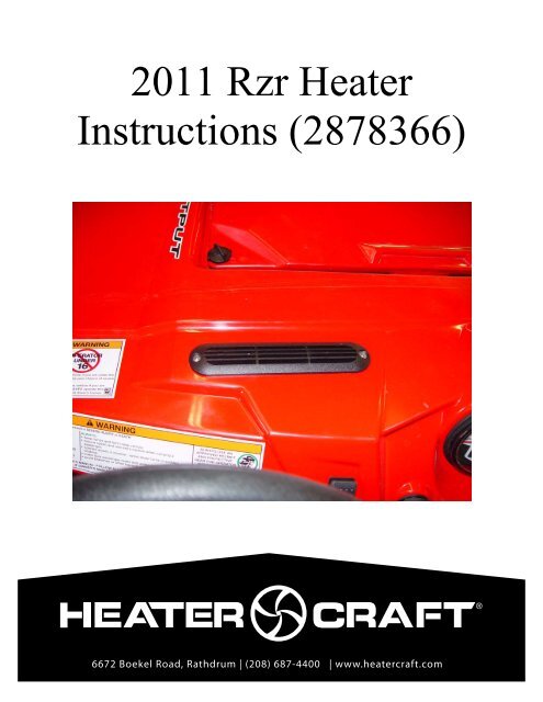 rzr heater installation instructions - UTV Canada