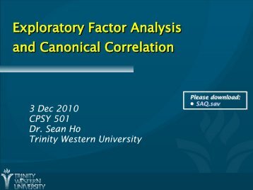 Exploratory Factor Analysis and Canonical Correlation
