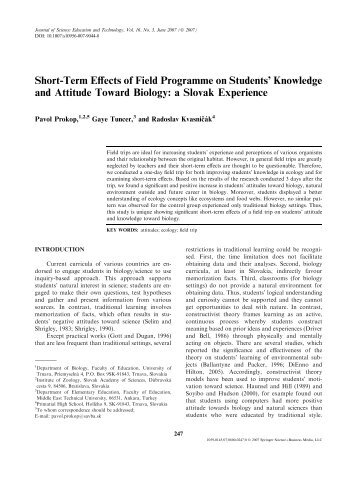 Short-Term Effects of Field Programme on Students' Knowledge and ...