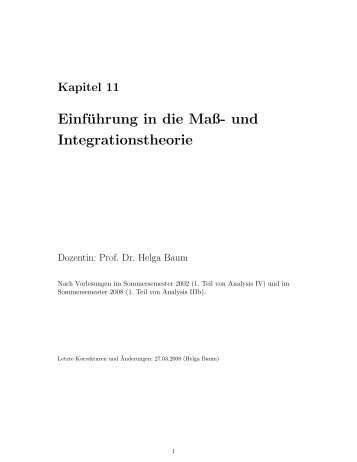 Einführung in die Maß- und Integrationstheorie