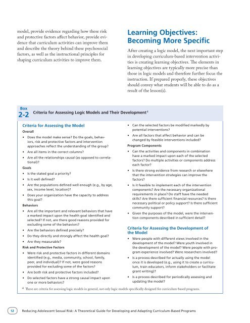 Reducing Adolescent Sexual Risk: A Theoretical - ETR Associates