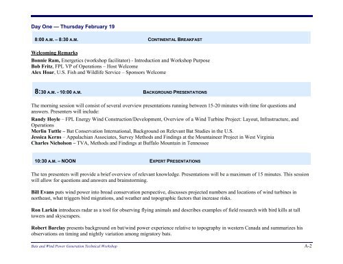 Proceedings of the 2004 Bats and Wind Power Generation ...