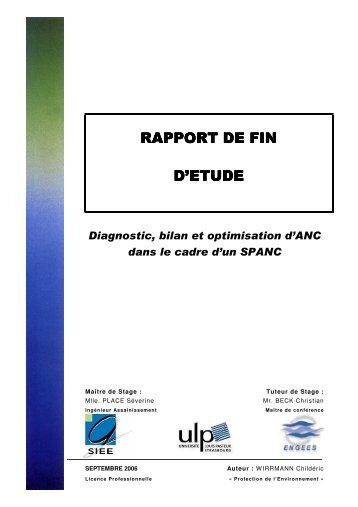RAPPORT DE FIN RAPPORT DE FIN D'ETUDE - ENGEES