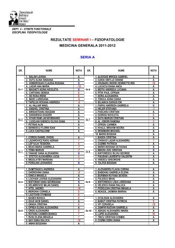 rezultate seminar i â fiziopatologie medicina generala 2011-2012 ...