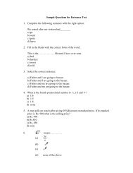 Sample Questions for Entrance Test 1. Complete the following ...