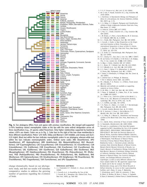 A Phylogenomic Study of Birds Reveals Their Evolutionary History