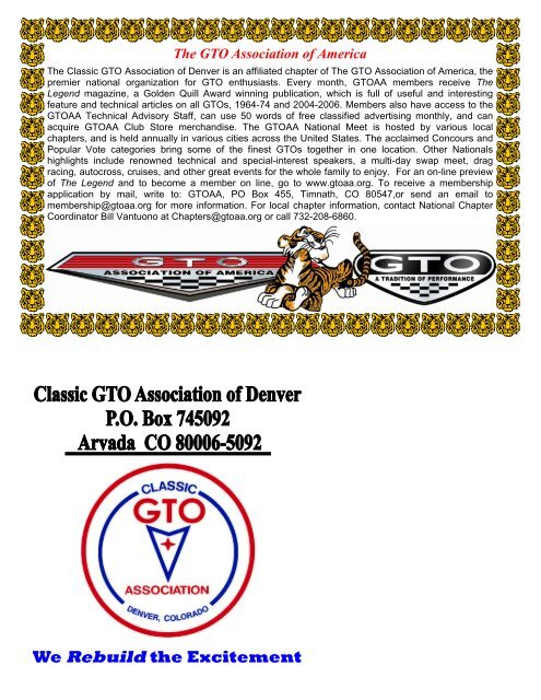 Classic GTO Association of Denver - Clubs