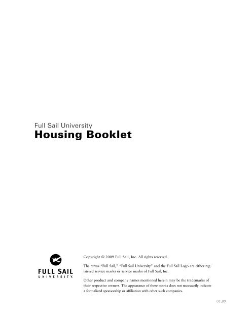 Housing Faq Booklet.pdf Housing Booklet - Media Server Page - Full Sail University