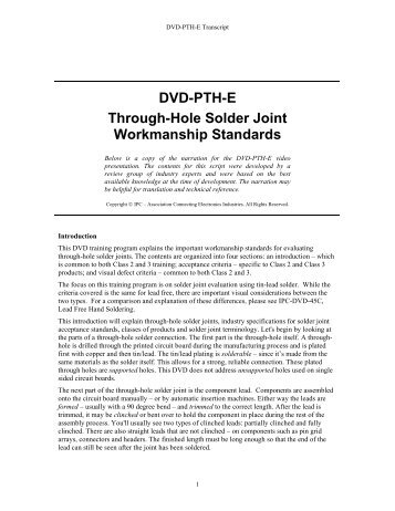 DVD-PTH-E Through-Hole Solder Joint Workmanship Standards