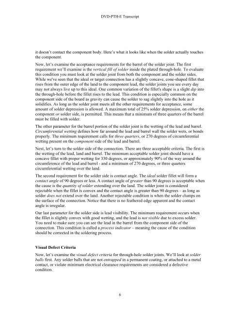 DVD-PTH-E Through-Hole Solder Joint Workmanship Standards