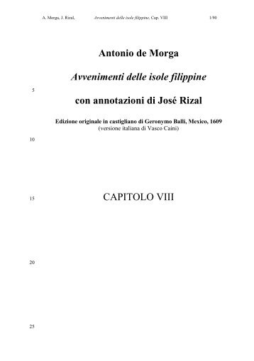 Antonio de Morga Avvenimenti delle isole filippine con ... - José Rizal