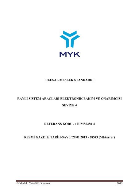 ulusal meslek standardÄ± raylÄ± sÄ¡stem araÃ§larÄ± elektronÄ¡k ... - Tcdd