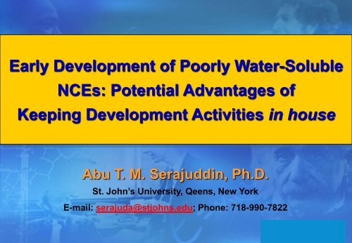 Early Development of Poorly Water-Soluble NCEs - American ...