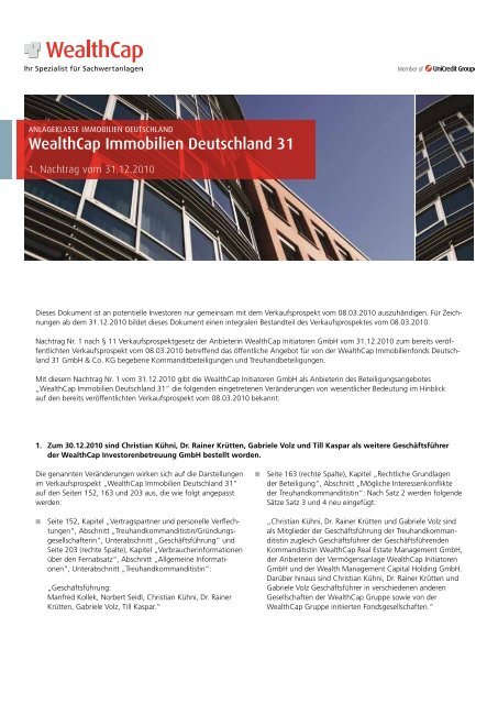 WealthCap Immobilien Deutschland 31 - Wealth Management ...