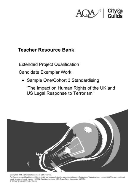 Teacher Resource Bank Candidate Exemplar Work Sample One