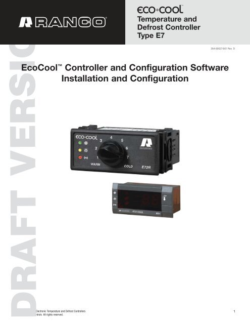 Ranco Eco-Cool E71R/E72R Temperature and ... - icemeister.net