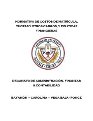 normativa de costos & políticas financieras - Caribbean University