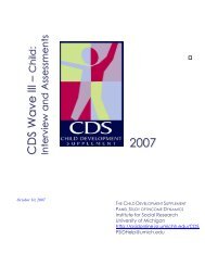 CC DD SS WW aa vv ee IIIIII ââ - Panel Study of Income Dynamics