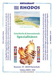 Speisekarte - Griechische & Internationale Spezialitäten