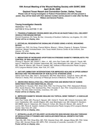 WHS Abstract List for Website 2009 02-27-09 - Wound Healing Society