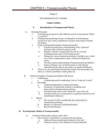 CHAPTER 9 – Transpersonality Theory