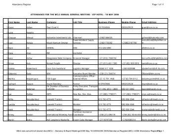 mcli 6th agm attendance register