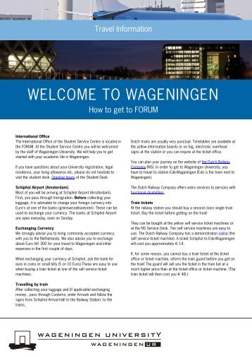 WELCOME TO WAGENINGEN - Wageningen UR