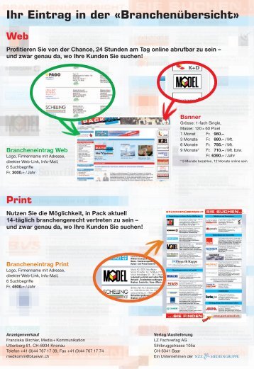 Ihr Eintrag in der «branchenübersicht»