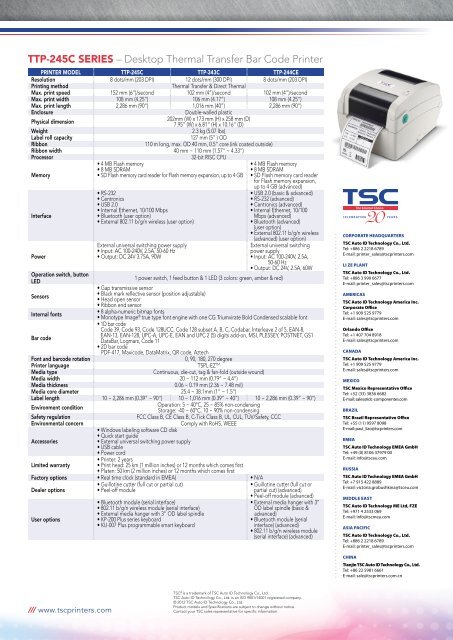 Product Sheet Download - TSC