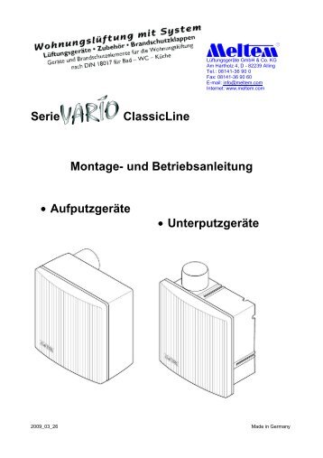 Serie ClassicLine Montage- und Betriebsanleitung ... - Meltem