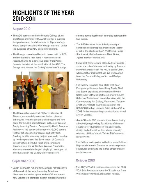 Year in Review 2011 (PDF 4.0 MB) - Art Gallery of Ontario