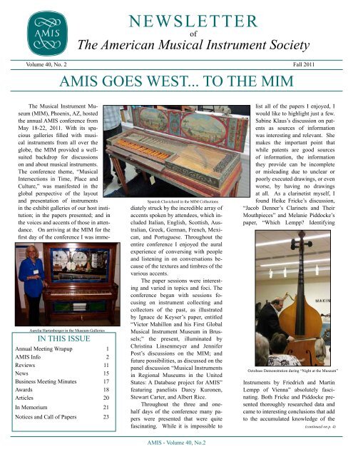 Fall 2011 Newsletter PDF - American Musical Instrument Society