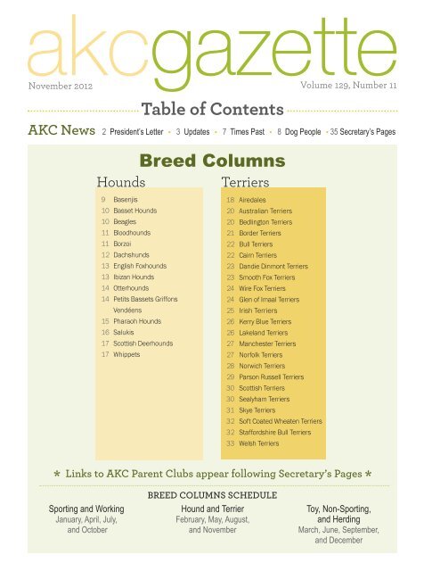 Table of Contents - Parent Directory - American Kennel Club