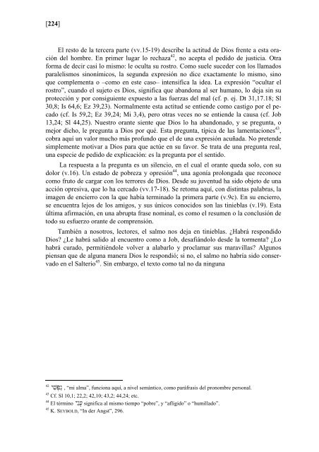 el salmo 88 y el enigma del sufrimiento humano - Revista Biblica