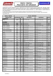 TENTS / TENTES : POLE SETS / KIT ARCEAUX - Campingaz