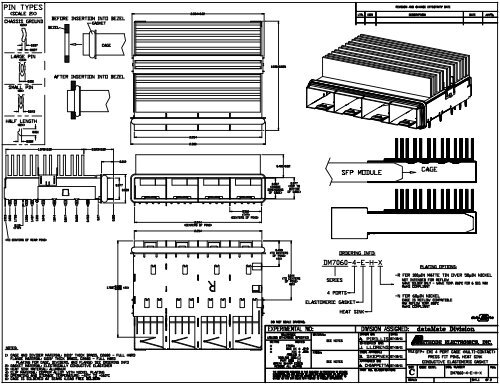 SFP+ Multi-Port DM7060-4-E-H-X Engineering Drawing