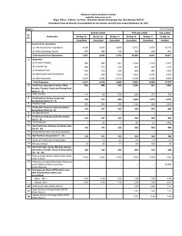 2.Conso SE Format - Reliance Communications