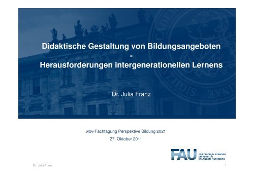 Didaktische Gestaltung von Bildungsangeboten - Herausforderungen ...