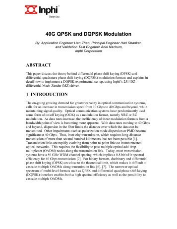 40G QPSK and DQPSK Modulation - Inphi Corporation
