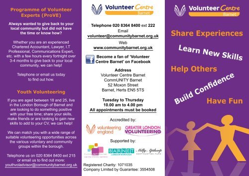 leaflet for individuals looking to volunteer - Community Barnet