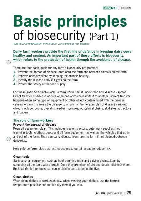 Basic principles of biosecurity (Part 1) - Ubisi Mail Magazine