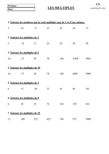 Les multiples (exercices 1) .pdf - Nono l'instit