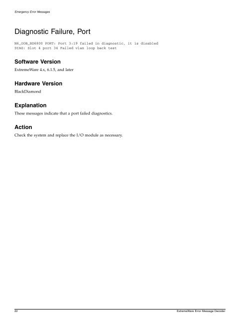 ExtremeWare 7.5 Error Message Decoder - Extreme Networks