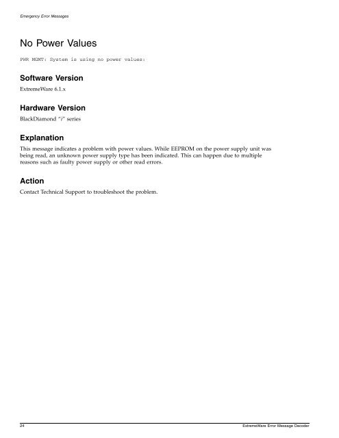 ExtremeWare 7.5 Error Message Decoder - Extreme Networks