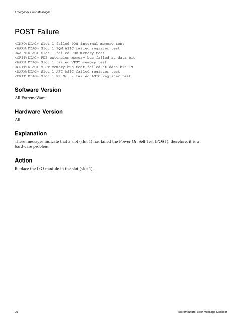 ExtremeWare 7.5 Error Message Decoder - Extreme Networks