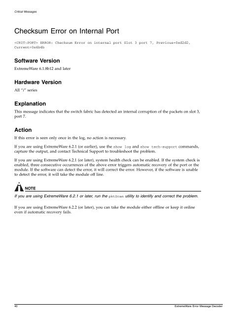 ExtremeWare 7.5 Error Message Decoder - Extreme Networks