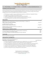 Sample Education Resumes and CVs - Pepperdine University