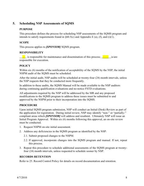 Simulator Quality Management Systems Working Group