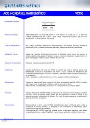 AÃO INOXIDÃVEL MARTENSÃTICO VC150 - Villares Metals