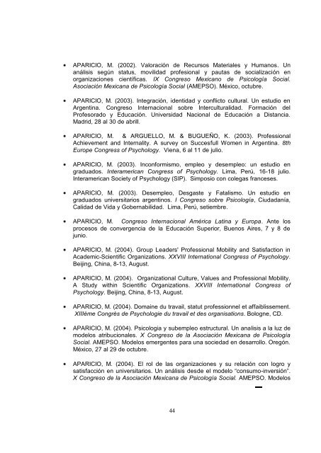 Curriculum Vitae Prof. Santander 1990 - Facultad de FilosofÃ­a y Letras